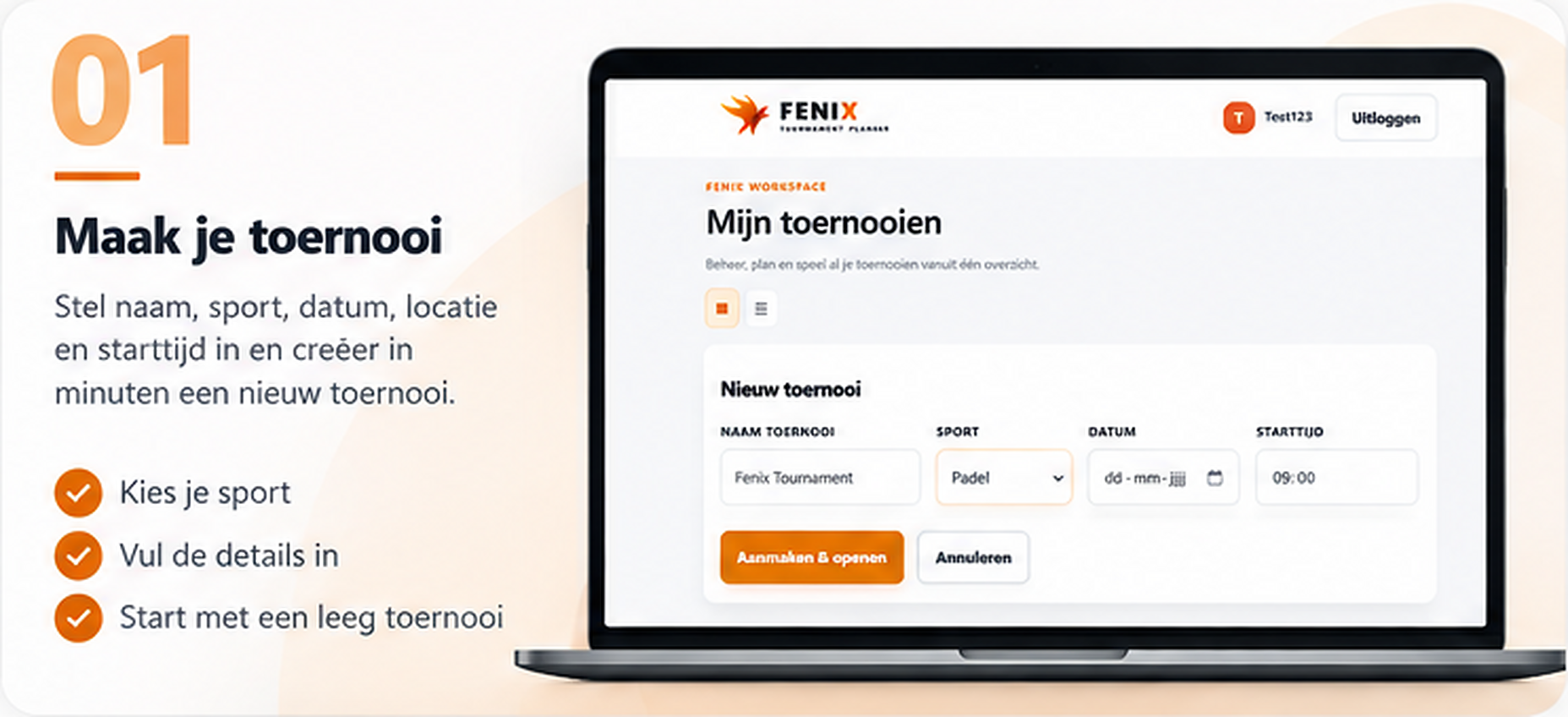 Een toernooi aanmaken in Fenix